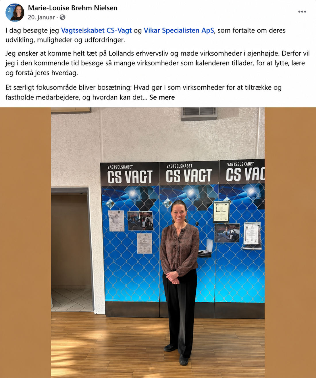 Marie-Louise Brehm Nielsen på besøg på CS Vagt